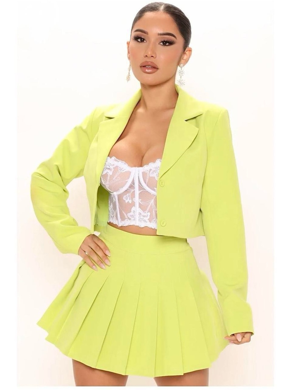 Fashion Nova Neon Lime Two-Piece Set
